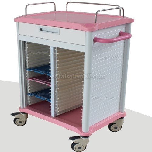 ZL® BB20R Dental Records Cabinets Medical Lab Use Pink Rolling Trolley Cart ZL® BB20R Dental Records Cabinets Medical Lab Use Pink Rolling Trolley Cart
